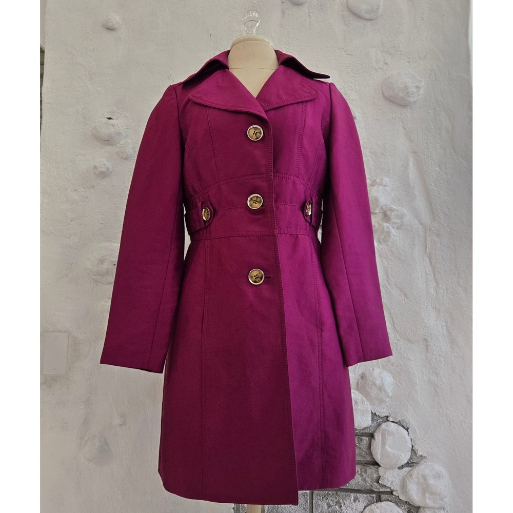 Kenneth Cole New York Women Magenta Trench Coat Medium Pink Barbiecore Preppy